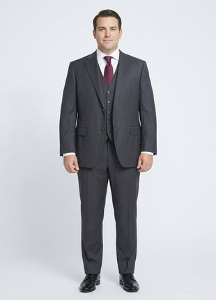 Canali 1934 Mens Charcoal Gray Striped 100% Wool Portly Fit 3 Piece Suit 46S