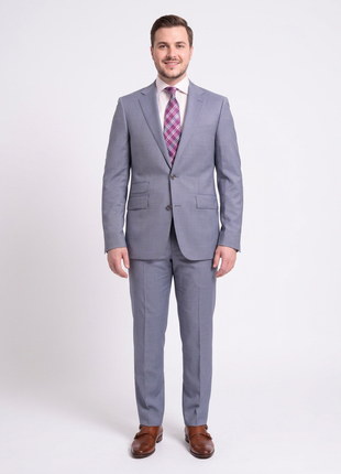 Napoli Slim Fit Light Blue Textured Half Canvassed Two Button Wool Suit