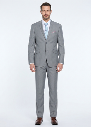 Raphael Men’s Stretch Light Gray Slim Fit Notch Lapel Two Button Suit