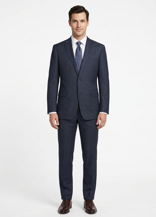 Raphael Navy Textured Notch Lapel Classic Fit Two Button Wool Suit