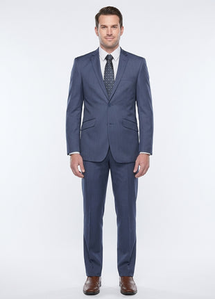 Raphael Medium Blue Textured Slim Fit Notch Lapel Two Button Suit