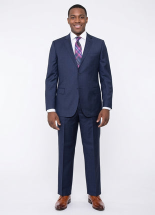 Zanetti Classic Fit Solid Navy Blue Two Button Wool Suit - The Suit Depot
