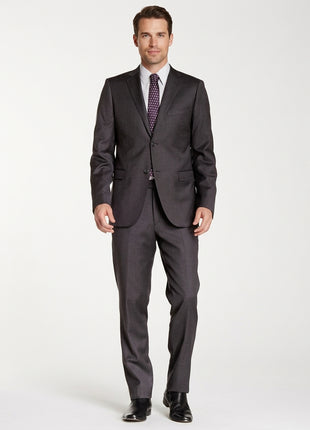 Zanetti Mens Slim Fit Charcoal Gray Pinstriped Two Button Wool Suit - The Suit Depot
