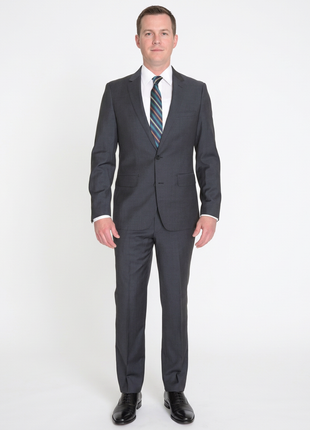 Extra Slim Fit Solid Charcoal Gray Two Button Wool Suit - The Suit Depot