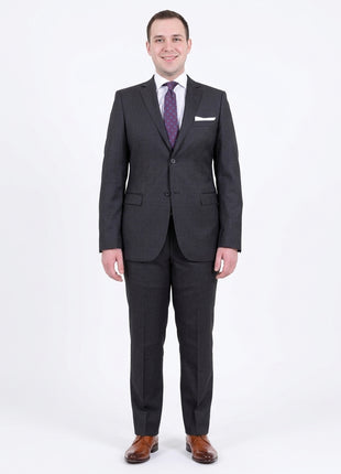 Zanetti Slim Fit Solid Gray Two Button Wool Suit - The Suit Depot