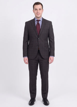 Zanetti Extra Slim Fit Charcoal Gray Plaid Two Button Wool Suit - The Suit Depot