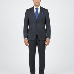 John Varvatos Mens Slim Fit Solid Black Wool Blend 2 Piece Suit - The Suit Depot