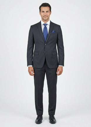 John Varvatos Mens Slim Fit Solid Black Wool Blend 2 Piece Suit - The Suit Depot