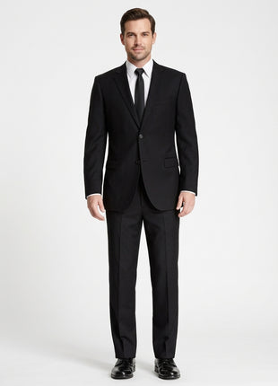 Zanetti Classic Fit Black Tonal Striped Two Button Wool Suit - The Suit Depot
