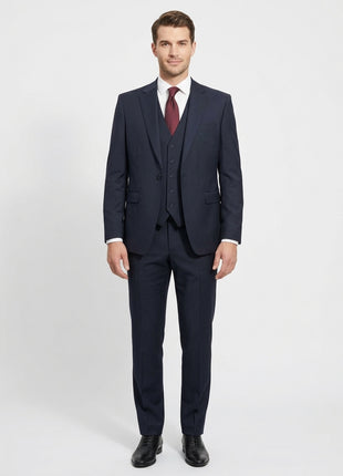 Cleo Luxor Midnight Navy Slim Fit Wool Stretch 3 Piece Suit