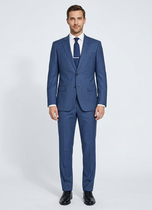 Armani Collezioni G-Line Blue Textured Classic Fit Notch Lapel Two-Button Wool Suit 42L