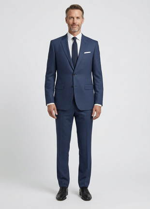 Centrion Mens Tonal Windowpane Navy Notch Lapels Classic Fit 2 Button Wool Suit