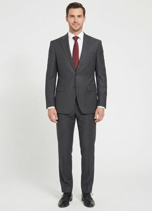 Centrion Mens Charcoal Pinstripe Classic Fit Notch Lapels 2 Button Wool Suit