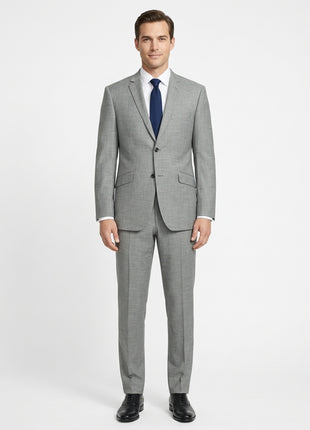 Raphael Men's Slim Fit Light Gray Textured Notched Lapels Two Button Suit