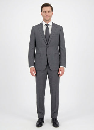 Hugo Boss Mens Gray Textured Notch Lapels Classic Fit 2 Button Wool Suit - 40L