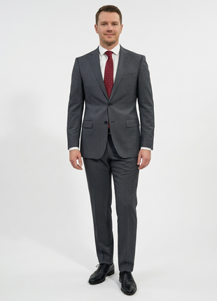 Hugo Boss Textured Gray Slim Fit Notch Lapel 2-Button Suit 44L