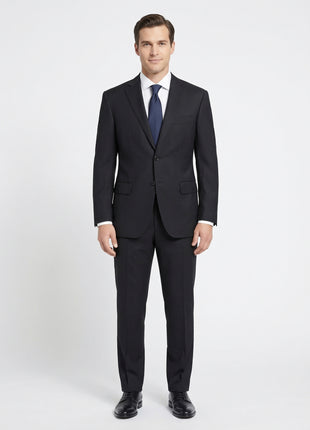 Canali Black Tonal Striped 100% Wool Suit 38R