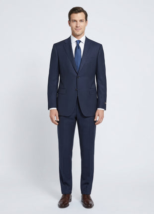 Canali Navy Pinstriped Fully-Canvassed 100% Wool Suit 40L