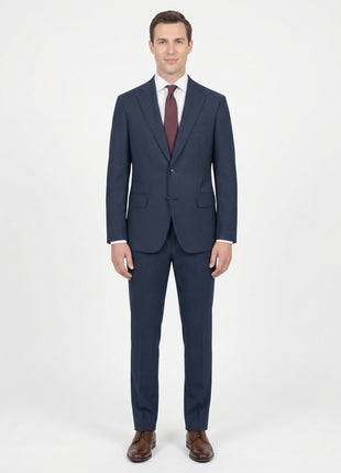 Tovaglia Mens Medium Blue Weave Classic Fit Notch Lapel Wool Silk Blend 2-Button Suit