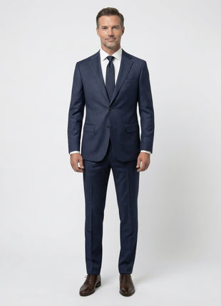 Centrion Mens Navy Fine Birdseye Weave Notch Lapels Classic Fit 2 Button Wool Suit