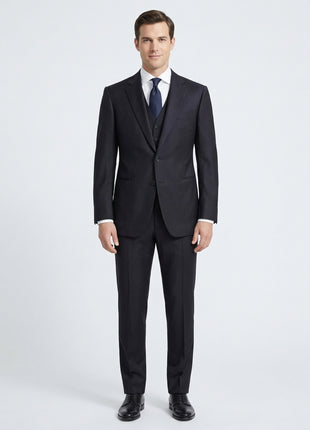 Armani Collezioni Pinstripe Black Modern Fit Wool 3-Piece Suit 50R