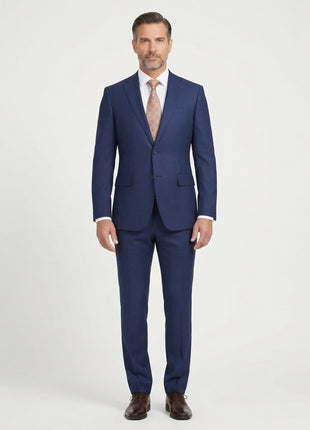 English Laundry Slim Fit Two Button Blue Wool Notch Lapel Suit