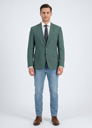 John Varvatos BLEECKER Half-Canvassed Green Two Button 100% Wool Blazer
