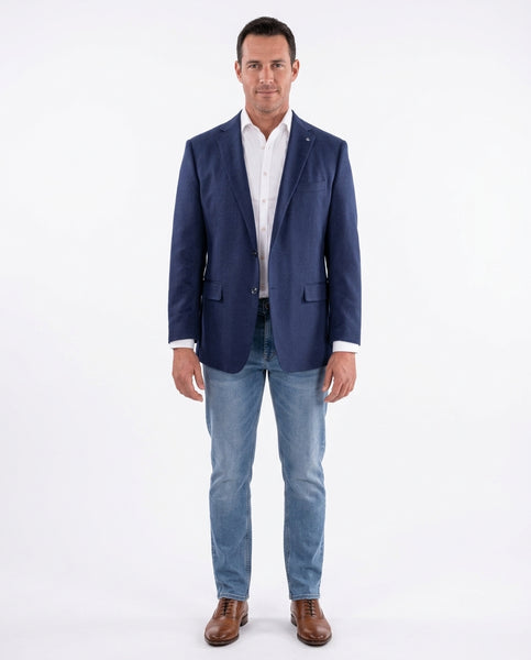 Herlipto⭕️Double Breasted Classic Blazer Blujacket Mens Navy Blue Silk Cashmere Regular Fit 2 Button Blazer