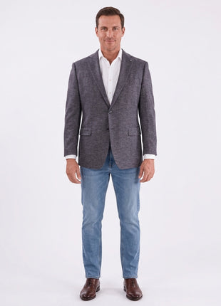 Blujacket Mens Blue & Gray Silk Cashmere Regular Fit 2 Button Blazer Sportcoat - The Suit Depot