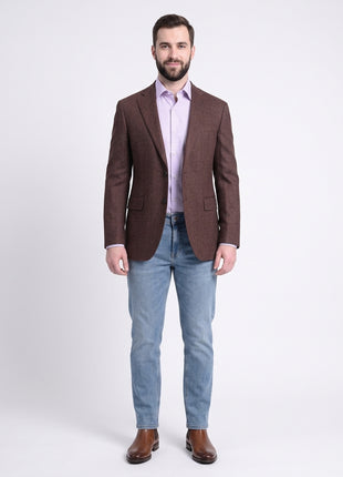 Napoli Slim Fit Brown Herringbone Half Canvassed Loro Piana Wool Sportcoat - The Suit Depot