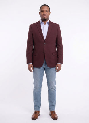 Caravelli Classic Fit Hopsack Weave Burgundy Two Button Stretch Blazer Sportcoat - The Suit Depot