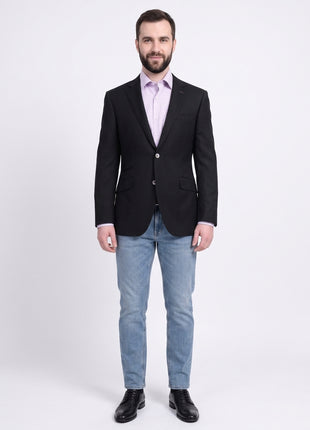 Napoli Slim Fit Black Tonal Stripe Half Canvassed Wool Blazer Sportcoat - The Suit Depot