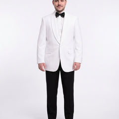 Mens Giorgio Forelli Classic Fit Solid White 1 Button Dinner Jacket - The Suit Depot
