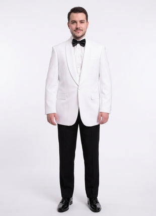 Mens Giorgio Forelli Classic Fit Solid White 1 Button Dinner Jacket - The Suit Depot