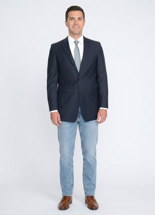 Raphael Regular Fit Solid Navy Blue Two Button Blazer Suit Jacket - The Suit Depot