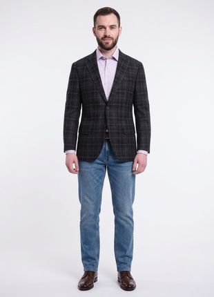 Napoli Classic Fit Navy Plaid Half Canvassed Zegna Wool Cashmere Blend Blazer - The Suit Depot