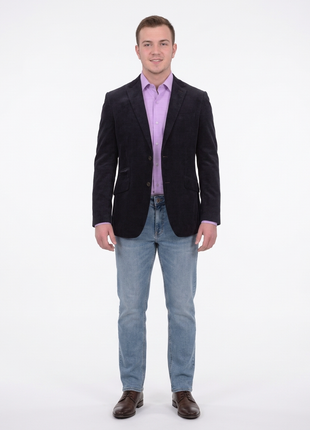 Mens Napoli Navy Corduroy Cotton Sportcoat With Jetted Ticket Pocket - The Suit Depot