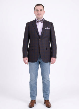 Zanetti Regular Fit Brown Plaid Two Button Wool Blazer Sport Coat - The Suit Depot