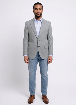 Napoli Classic Fit Turquoise Check Half Canvassed Marzotto Wool Blazer Sportcoat - The Suit Depot