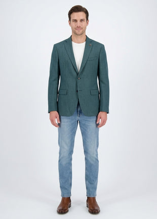 John Varvatos BOND Half-Canvassed Green Herringbone Two Button 100% Wool Blazer