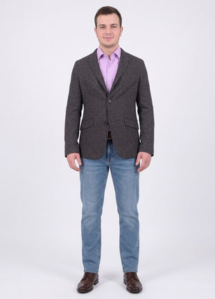 Mens Napoli Gray Textured Half Canvassed Wool Blazer Sportcoat With Peak Lapels - The Suit Depot