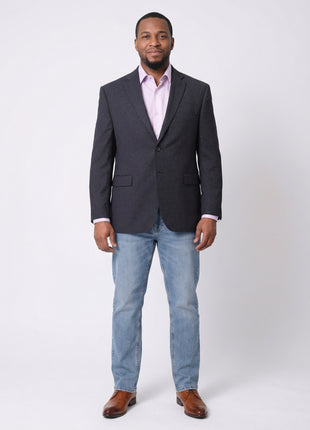 I Uomo Mens Blue Check 100% Wool Regular Fit 2 Button Blazer Sport Coat