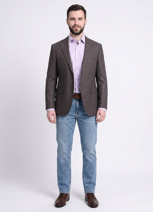 Napoli Slim Fit Purple Textured Two Button Half Canvassed Wool Blazer Sportcoat - The Suit Depot