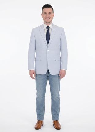 Emigre Classic Fit Blue Seersucker Blazer - The Suit Depot