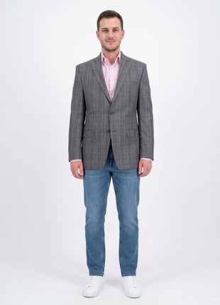 Ralph Lauren Blue Subtle Brown Plaid Wool Silk Linen Blend Blazer Sportcoat - The Suit Depot