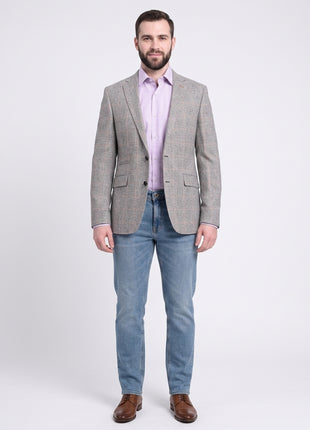 Napoli Slim Fit Black & White Plaid Half Canvassed Wool Blazer Sportcoat
