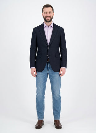 Napoli Slim Fit Solid Navy Flannel Half Canvassed Wool Silk Cashmere Sportcoat - The Suit Depot