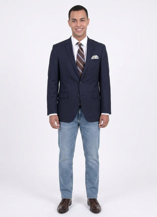 Arthur Black Classic Fit Navy Hopsack Weave Two Button Wool Blazer Sportcoat - The Suit Depot