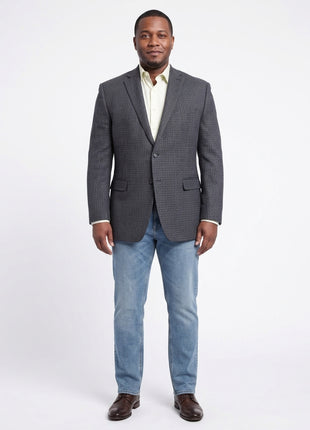 I Uomo Classic Fit Charcoal Gray & Blue Houndstooth Two Button Wool Blazer - The Suit Depot