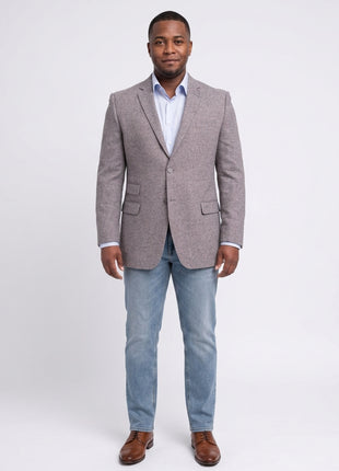 Steven Land Modern Fit Gray Donegal Two Button Wool Blazer Sportcoat - The Suit Depot